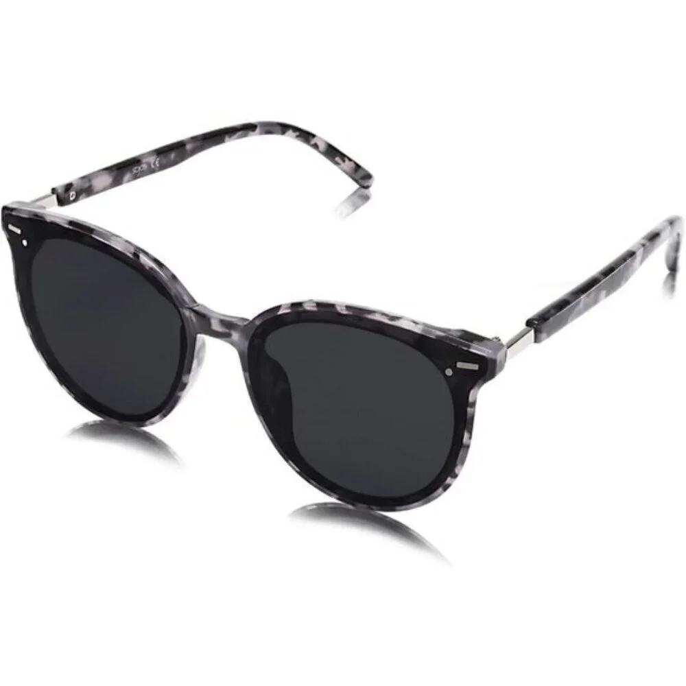 ⚡SOJOS Womens Grey Trendy Classic Round Retro Vintage Large Frame Sunglasses